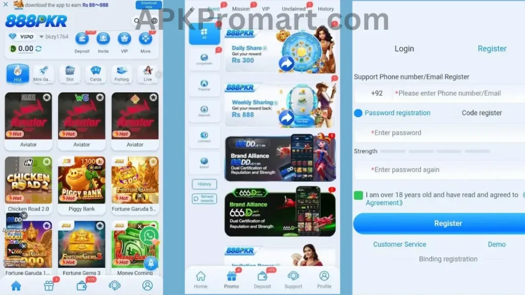 888PKR Game APK internal interface of game